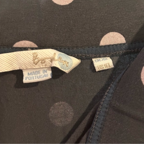 BODEN Size 16L Gray and Pink Polka Dot Flare Skirt - Picture 2 of 5